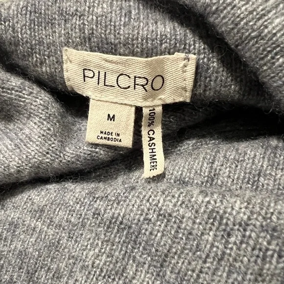 Pilcro Alani 100% Cashmere Mock-Neck Sweater Grey Medium - Picture 7 of 12